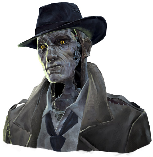 girlandgeese:I paint pictures of video game characters. Nick Valentine, Fallout 4.