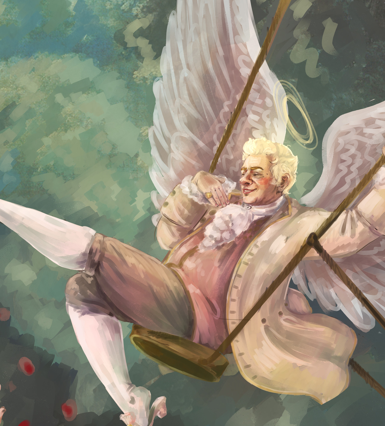 cliopadra: shoe yeet  The Swing (Jean-Honoré Fragonard) - Good Omens version Featuring