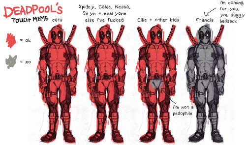 Deadpool’s Touch MemeP.S. I know Deadpool technically has beautiful handwriting, but I did kiddy wri