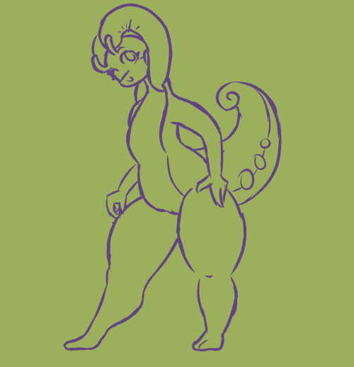 I tried drawing an anthro Goodra with a body type slightly faithful to the original pokemon but I wa