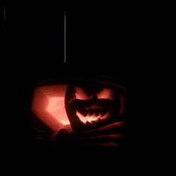Can&rsquo;t see it very well but not too shabby for my very first pumpkin! #happyhalloween