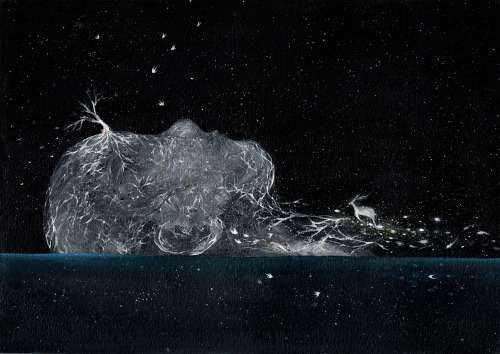 Watercolor paintings by chinese artist 忘川山人Wangchuan shanren