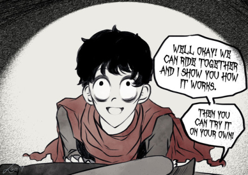 lao-pendragon: Riding LessonsSomeone requested “Merthur meet cute scenario in the Tim Burton s