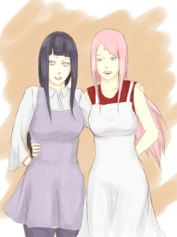 wildzo:  Is it too late to draw mamakura with long hair?People need to stop the Sakura and Hinata hate. The two are like sisters. Can the fandom now live in peace?Characters belong to Masashi Kishimoto 