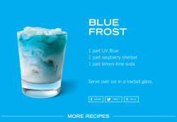 windsofravenclawcub:  themasimofiles:  nkfr:  thecakebar:  Official UV Vodka Summer Drinks {you must click list for all recipes} Quick, easy, delicious, and not a lof of ingredients…. perfect for summer!  I gotta go get some UV.  New drinks to try.