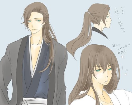 otome0heart: little-lady-mimi:  Art by えみ | 1 * 2 * 3 * 4 * 5⊳ Hair Switch! of Samurai Lov
