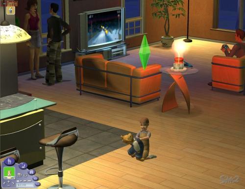 a series of early Sims 2 screenshots of the teen party house