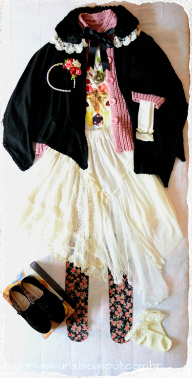 Coordinate ‘That winter, the roses bloomed’ Feito por mim para meu blog Midori Saku