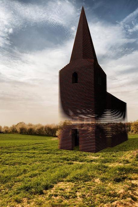 sixpenceee:Belgian architect group, Gijs Van Vaerenbergh, built a church in Belgium, and it’s pretty