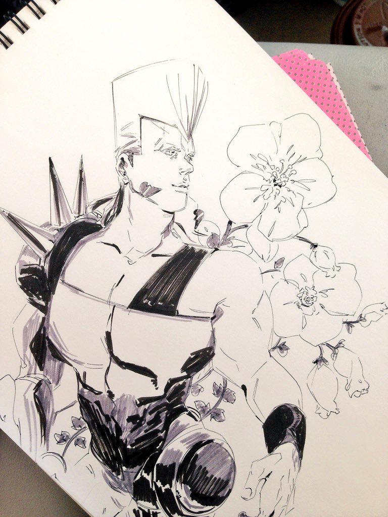 seventypercentethanol:  ink sketches. I love jojo! 