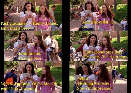 Gilmore Girls reference #730, #731, #732, #733, #734, and #735Season 2 Episode 4: The Road Trip to H
