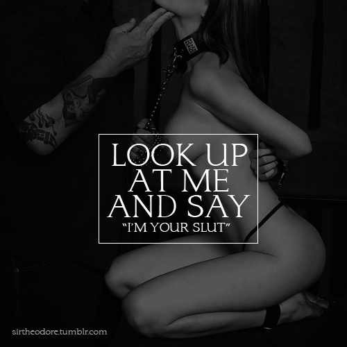 pantiecrush:  You tell me to get on my knees, walk up to me and ask me what i am.Je zegt me te knielen, loopt naar me toe en vraagt wat ik ben. You just wanna hear one thing: Youre slut. Je wil maar 1 ding horen, JOU SLETJE 