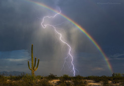 A Lightning Bolt and Rainbow Captured in