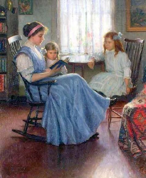 olgachik: Lee Lufkin Kaula (1865 – 1957) Mother Reading With Two Girls