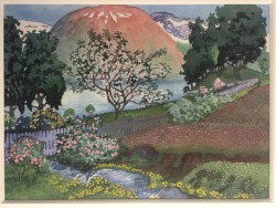 thunderstruck9:Nikolai Astrup (Norwegian, 1880-1928), Landscape. Gouache on paper, 60 x 40 cm.