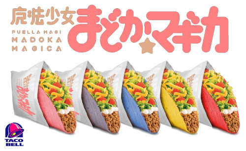 crunchberrymessiah:  kyaustin:  Taco Bell Japan today announced a new promotion for 劇場版 魔法少女まどか☆マギカ［新編］叛逆の物語 (Gekijō-ban Mahō Shōjo Madoka Magica Shinpen: Hangyaku no Monogatari) (Puella Magi Madoka Magica New