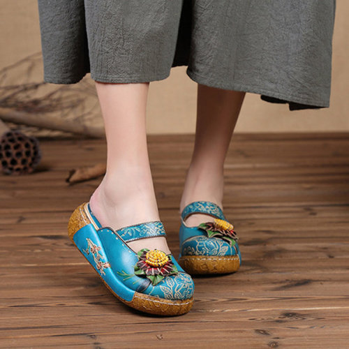 lookforasimpledream: Printed Soft Learher Platform Lazy Shoes 001   ✿✿   002 003   ✿✿