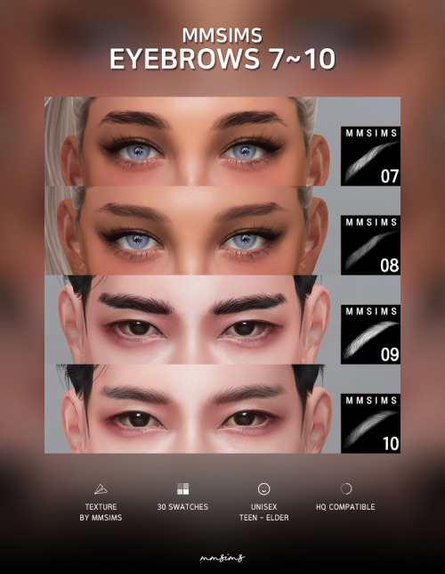 mmsims:S4CC // MMSIMS Eyebrows 7~10The eyebrow colors in the preview pictures are all the same.DOWNL