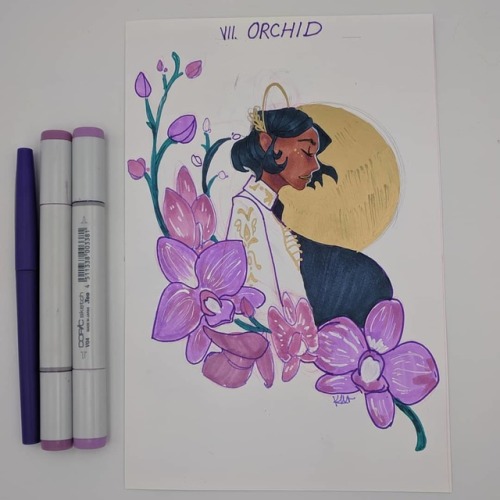 #inktober 7: Orchids  Depending on the color orchids can mean lots of different things! Purple orchi