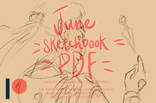 June’s Sketchbook PDF is now up on my Patreon!There’s Critical Role (Caleb and Essek, Percival in th