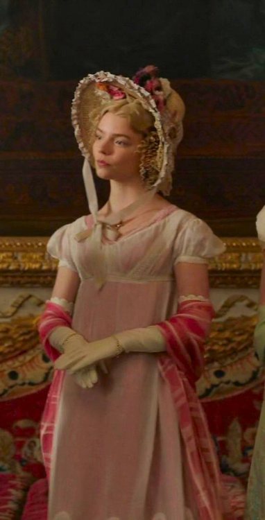 costumeloverz71: Emma Woodhouse (Anya Taylor Joy) Pink dress & scarf.. Emma (2020). Costume by A