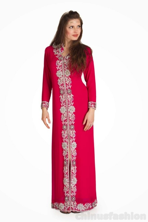 Alissha Magenta Chiffon Slim Fit Kaftan