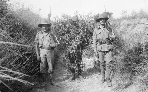 ANZAC soldiers with captured Turkish sniper, Gallipoli, World War I.