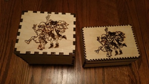 My first couple of lasercut boxes! They’re a work-in-progress. Still got to add hinges and stu