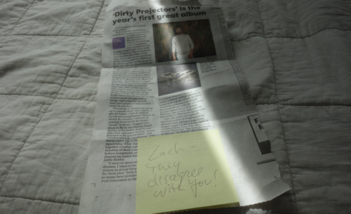 My dad mailed me the Times’ review of the Dirty Projectors album.(My review is here.)