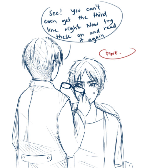 blauerozen:  Optometrist Levi and his stubborn near-sighted boyfriend. 