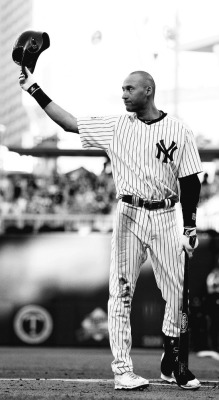 baseballwithoutcolor:  Derek Jeter salutes the crowd prior to his 14th and final All-Star Game 