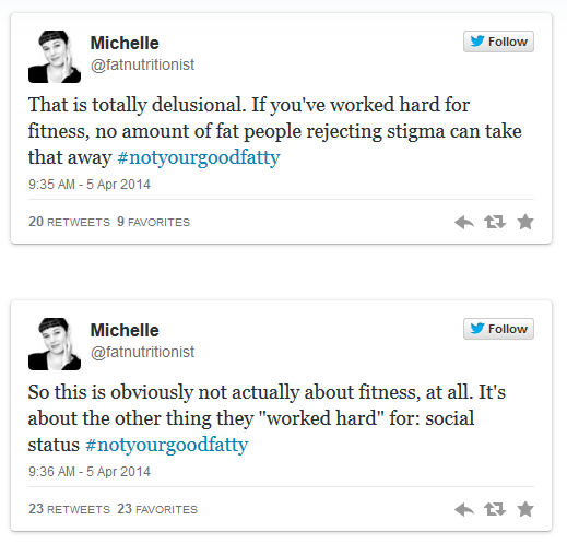 lovethyfatness: [Series of texts by @fatnutritionist, which read: “People are mad