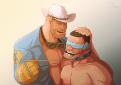 trojan-merry-go-round:  Engineer X soldier This is for JD I’m really sorry I did not draw    they such a long time :(((( I really love engineer like a daddy :D some strict but gentle &lt;3 