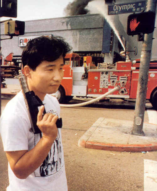 perelandra:  Korean Shop owners defending their stores from rioters in the 1992 LA Riots. “  Korean-Americans in Los Angeles refer to the event as Sa-I-Gu, meaning “four-two-nine” in Korean, in reference to April 29, 1992, which was the day the