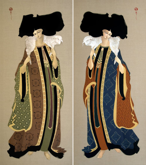 Carrying On Shoulder 1 & Carrying On Shoulder 2 by Hayv Kahraman, 2008 