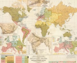 time-for-maps:  Map of world religions from 1854. [6121 x 4263] 