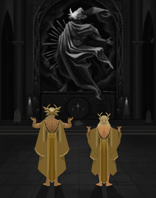 Glorfindel and Idril doing some Valar worshipping. I’m really interested in exploring the culture of