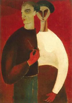 amare-habeo:    Júlia Vajda (Hungarian, 1913-1982)     Double portrait (Kettős portré), N/D  oil on board, 48 x 30 cm   