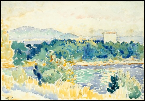 Mediterranean Landscape with a White House, Henri-Edmond Cross, 1900–1905, Robert Lehman Colle