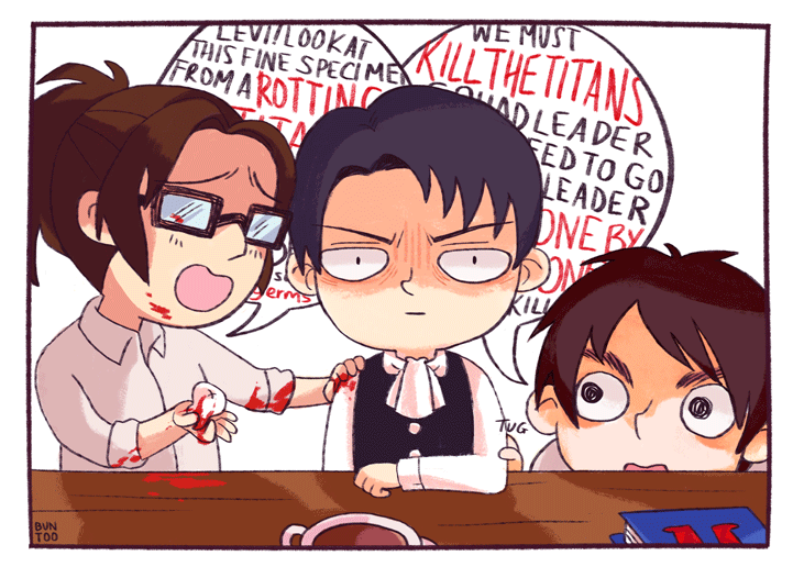buntoo:  personal space  ー  and levi thought titans were scary EYEBROWS!!
