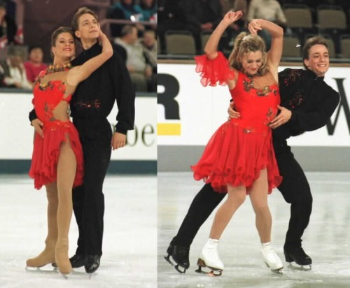Shae-Lynn Bourne and Viktor Kraatz skating the Silver Samba compulsory dance at the 1996 World Championships and 1997 Grand Prix Final.
(Photos by Barry Mittan: 1 and 2)