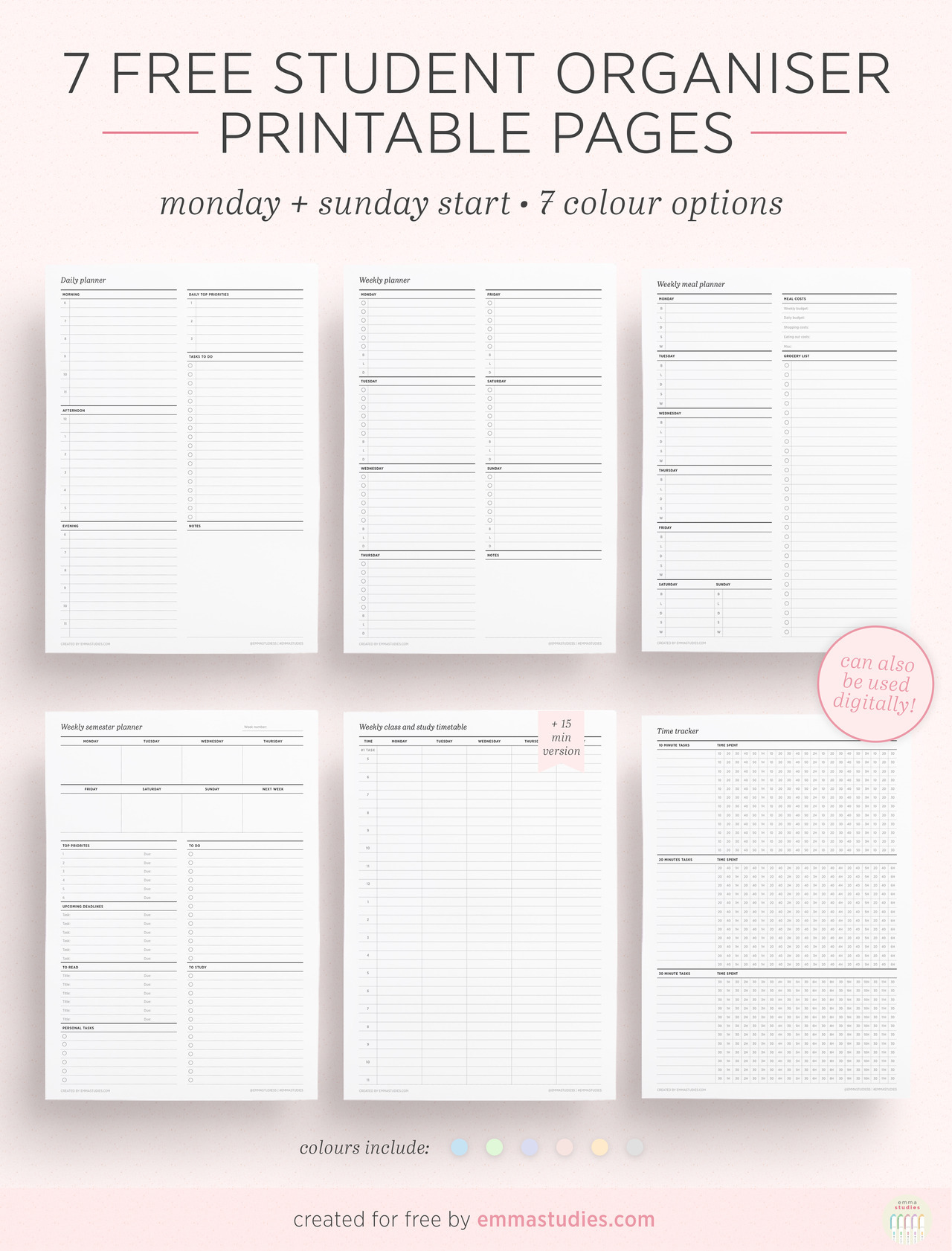 Emma S Studyblr Free Student Planner Printables Here Is A