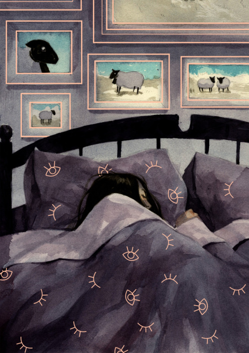 An illustration to accompany an article about how sleeping in a new place makes half of your brain r