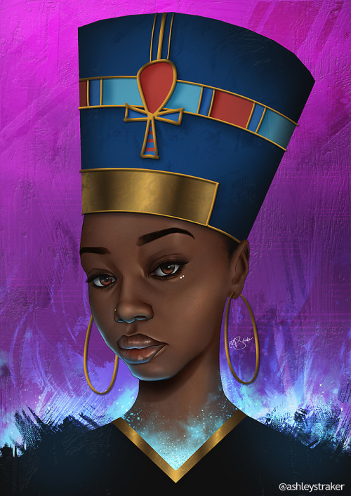 Commission paintingThe client wanted to wear a Nefertiti style crown. Crazy timing as I just saw the