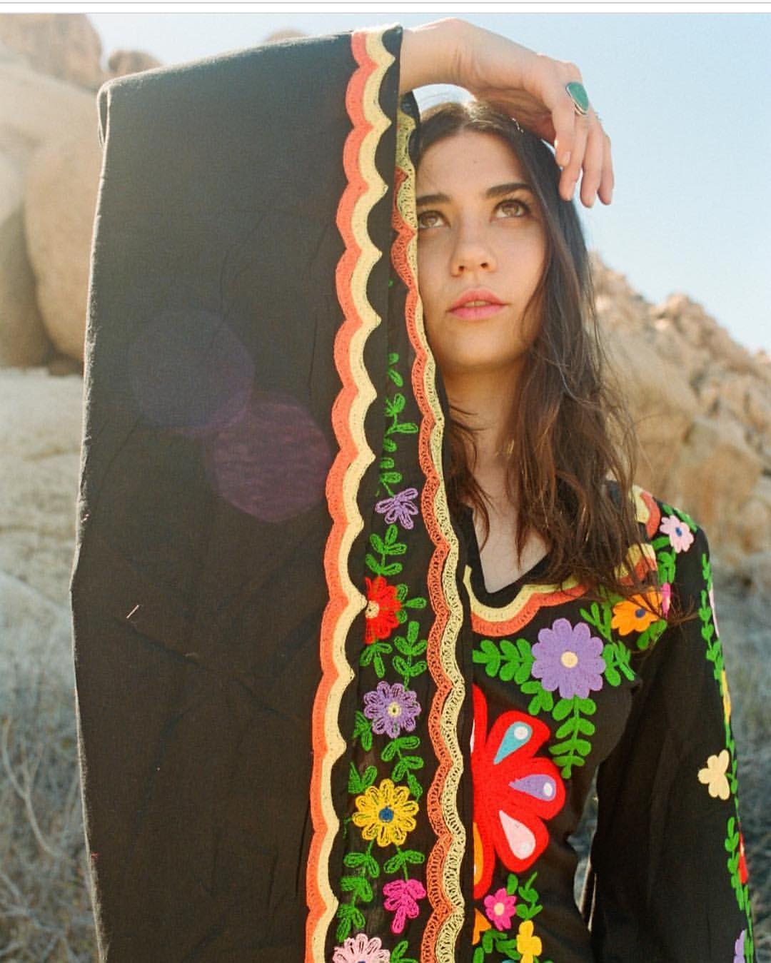 beautiful embroidered caftans from our shop designed by @newcropshop featuring our creative friend #pearlcharles modeling