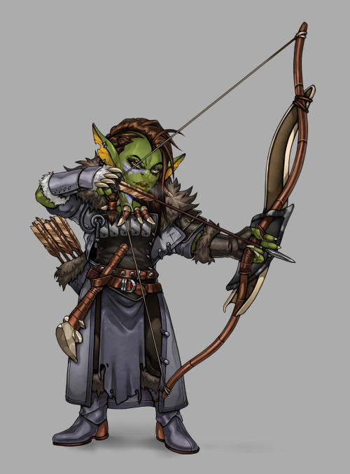 Commission done of the client’s Rime of the Frostmaiden character, the badass goblin, Sobrvi'tya! 