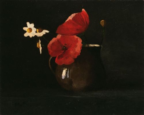silenceformysoul:Odilon Redon (1840 - 1916) - Poppies and Daisies, c. 1867