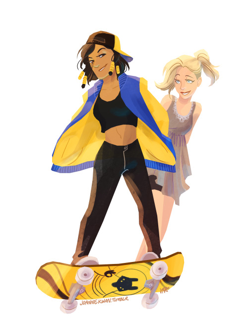 joannekwan:some more pharmercy and more of my skater au~