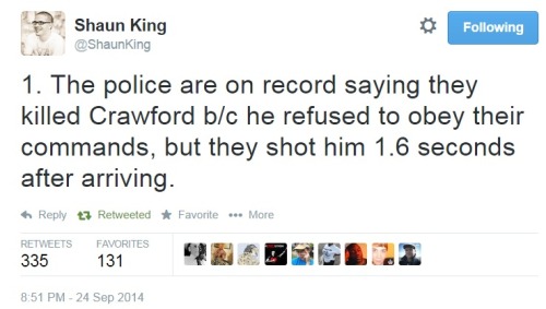 iwriteaboutfeminism:The overwhelming injustice of John Crawford’s murder. 