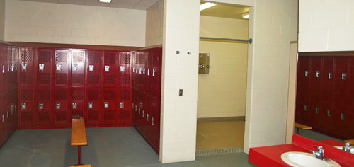 Men’s locker room at the Hasting Campus of Central Community College-Hastings, Hastings, Nebra